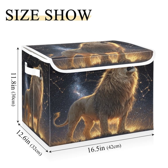 Iauyy Large Storage Box with Lid - Foldable Home Storage Bins for Clothes Toy Holiday Decor, Roar (42*32*30cm)