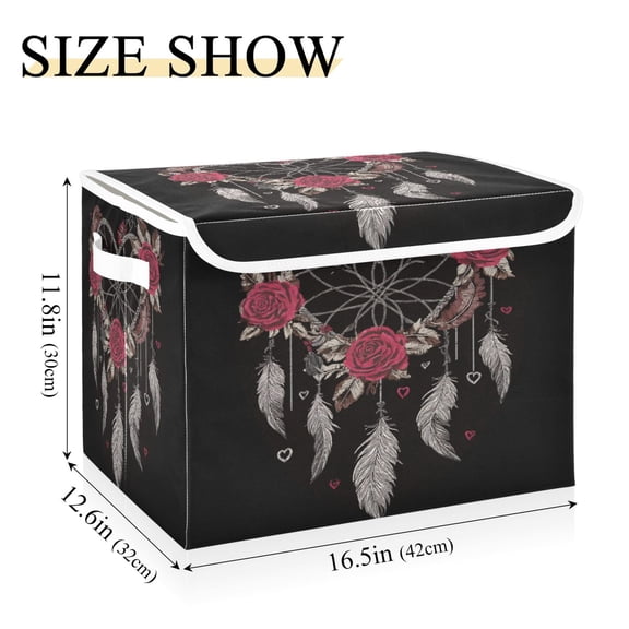 Iauyy Large Storage Box with Lid - Foldable Home Storage Bins for Clothes Toy Holiday Decor, The Dream Web (42*32*30cm)