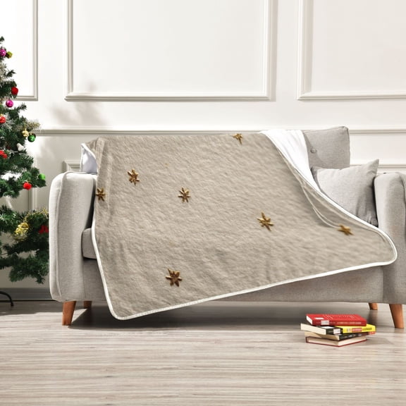 Iauyy Light Yellow Copper Stars Blanket ,Arctic Wool Throw Blankets All Season Bed Blanket for Couch Sofa Decoration Christmas Gifts 50x60 in