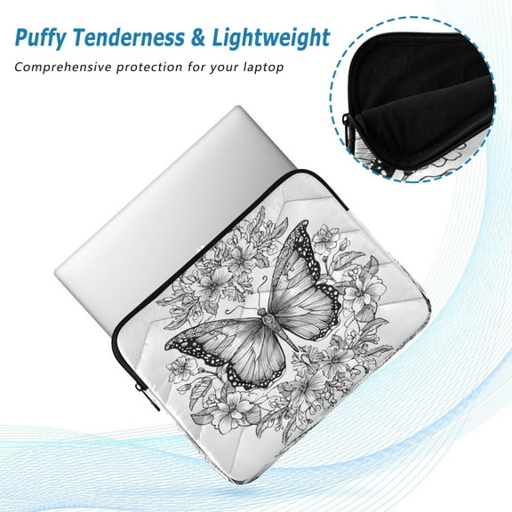 Iauyy（M)13.4 inch Laptop Sleeve,Shockproof Durable Computer Carrying laptop Bag，Slim Cover for 13.4-14 inch HP Dell Lenovo Asus Notebook,Butterfly Line Drawing Design