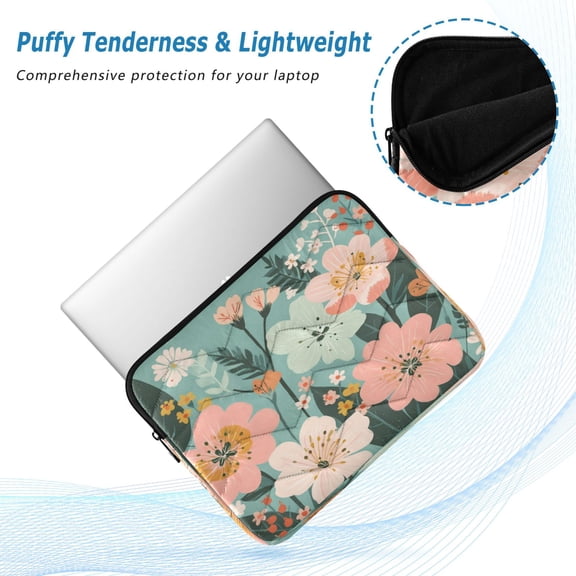 Iauyy(M)13.4 inch Laptop Sleeve,Shockproof Durable Computer Carrying laptop Bag,Slim Cover for 13.4-14 inch HP Dell Lenovo Asus Notebook,Flower Decoration