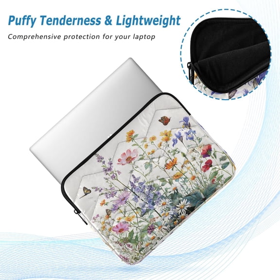 Iauyy(M)13.4 inch Laptop Sleeve,Shockproof Durable Computer Carrying laptop Bag,Slim Cover for 13.4-14 inch HP Dell Lenovo Asus Notebook,Flowery Butterfly