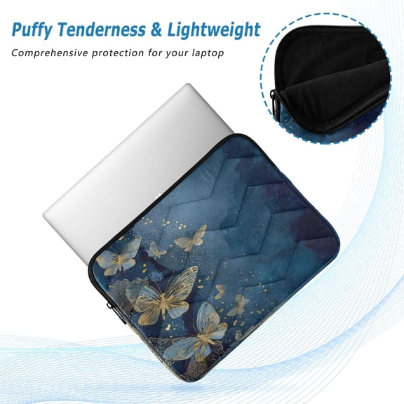 Iauyy(M)13.4 inch Laptop Sleeve,Shockproof Durable Computer Carrying laptop Bag,Slim Cover for 13.4-14 inch HP Dell Lenovo Asus Notebook,Light Navy Blue Style