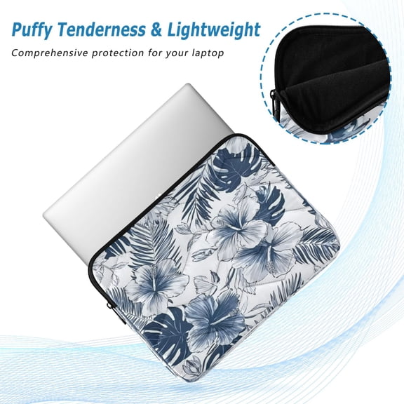Iauyy(M)13.4 inch Laptop Sleeve,Shockproof Durable Computer Carrying laptop Bag,Slim Cover for 13.4-14 inch HP Dell Lenovo Asus Notebook,Naval Blue Hibiscus Flower