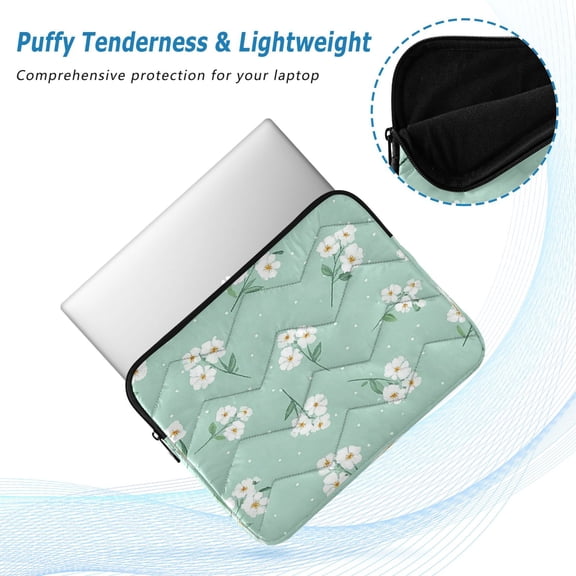 Iauyy(M)13.4 inch Laptop Sleeve,Shockproof Durable Computer Carrying laptop Bag,Slim Cover for 13.4-14 inch HP Dell Lenovo Asus Notebook,Small White Flowers