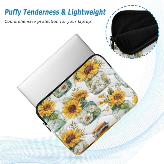 Iauyy（M)13.4 inch Laptop Sleeve,Shockproof Durable Computer Carrying laptop Bag，Slim Cover for 13.4-14 inch HP Dell Lenovo Asus Notebook,Sunflower Glass Vase