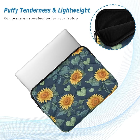 Iauyy（M)13.4 inch Laptop Sleeve,Shockproof Durable Computer Carrying laptop Bag，Slim Cover for 13.4-14 inch HP Dell Lenovo Asus Notebook,Sunflowers with Heart-shaped Leaves