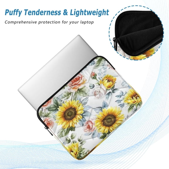 Iauyy（M)13.4 inch Laptop Sleeve,Shockproof Durable Computer Carrying laptop Bag，Slim Cover for 13.4-14 inch HP Dell Lenovo Asus Notebook,Sunflowers and Roses