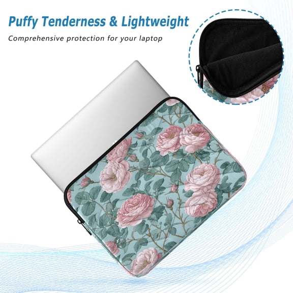 Iauyy(M)13.4 inch Laptop Sleeve,Shockproof Durable Computer Carrying laptop Bag,Slim Cover for 13.4-14 inch HP Dell Lenovo Asus Notebook,Green Rosesf