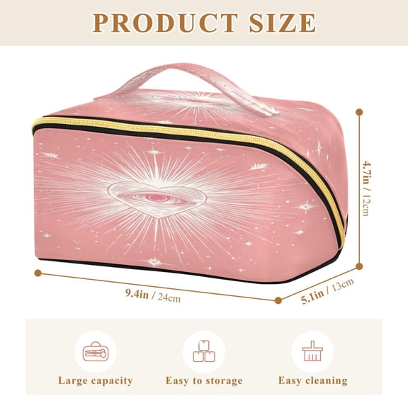 Iauyy Rhombus Cosmetic Bag with Handle Large Capacity Luxury Twill Travel Makeup Bag ,All-seeing Eye
