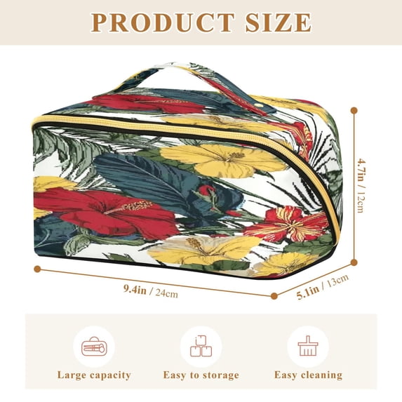 Iauyy Rhombus Cosmetic Bag with Handle Large Capacity Luxury Twill Travel Makeup Bag ,Bright Red