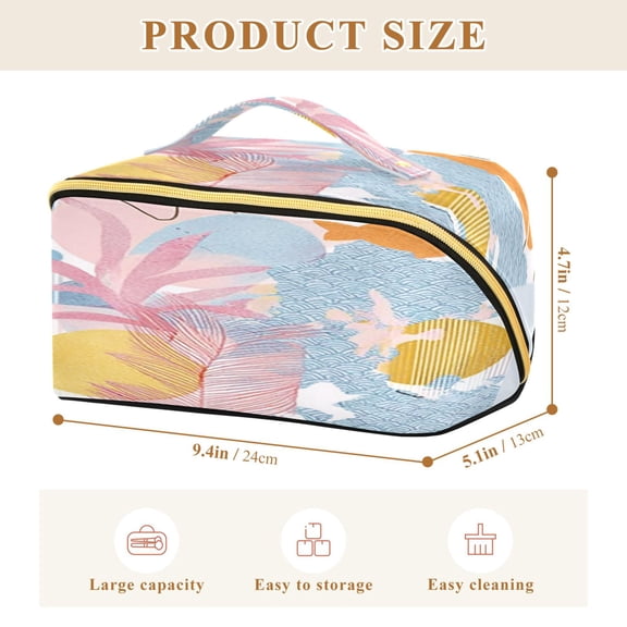 Iauyy Rhombus Cosmetic Bag with Handle Large Capacity Luxury Twill Travel Makeup Bag ,Little Fish Swimming