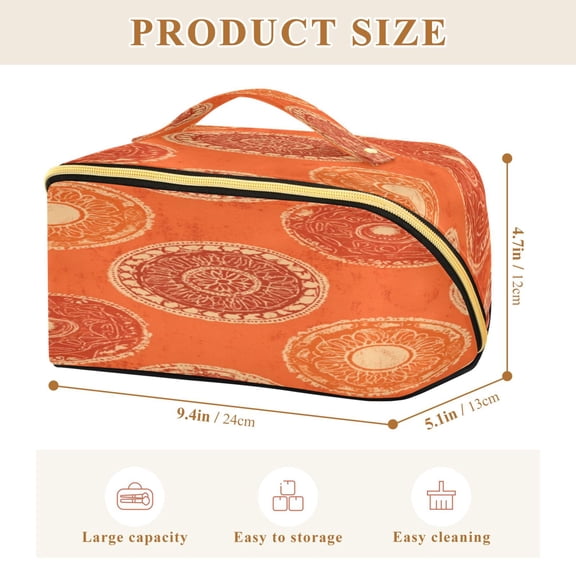 Iauyy Rhombus Cosmetic Bag with Handle Large Capacity Luxury Twill Travel Makeup Bag ,Traditional Indian Pattern Styles
