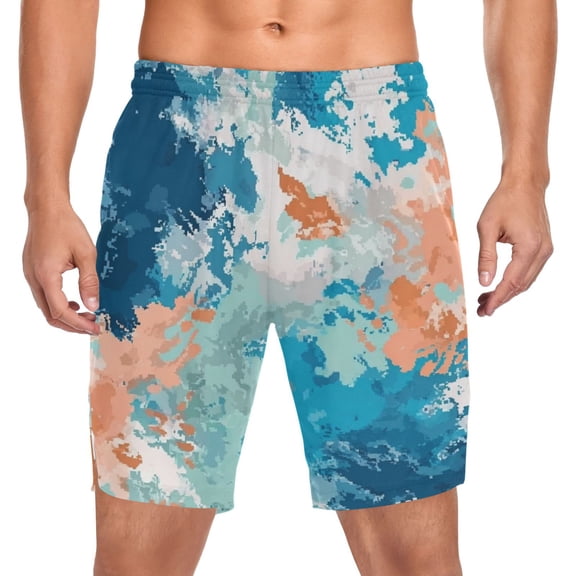 Iauyy Men's Athletic Shorts -Moisture Wicking Workout & Basketball Shorts with Liner, Lightweight Mesh Gym Sweat Shorts, The Color Transitions Smoothly (S)