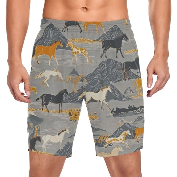 Iauyy Men's Athletic Shorts -Moisture Wicking Workout & Basketball Shorts with Liner, Lightweight Mesh Gym Sweat Shorts, with Mountains As The Backdrop (S)