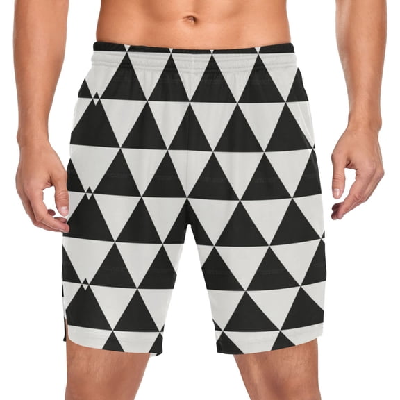 Iauyy Men's Athletic Shorts -Moisture Wicking Workout & Basketball Shorts with Liner, Lightweight Mesh Gym Sweat Shorts, Seamless Triangular Pattern (S)