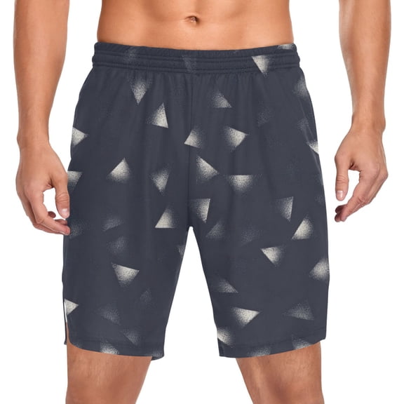 Iauyy Men's Athletic Shorts -Moisture Wicking Workout & Basketball Shorts with Liner, Lightweight Mesh Gym Sweat Shorts, Indigo Blue Background (S)