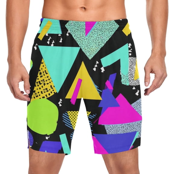 Iauyy Men's Athletic Shorts -Moisture Wicking Workout & Basketball Shorts with Liner, Lightweight Mesh Gym Sweat Shorts, Triangle (S)