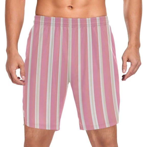 Iauyy Men's Athletic Shorts -Moisture Wicking Workout & Basketball Shorts with Liner, Lightweight Mesh Gym Sweat Shorts, Vertical Stripes (S)