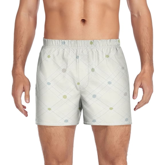 Iauyy Mens Boxer Shorts Cotton Loose Boxers for Men Underwear with Button, Dot Printed S-XXL