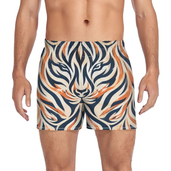 Iauyy Mens Boxer Shorts Cotton Loose Boxers for Men Underwear with Button, Symmetric Printed S-XXL