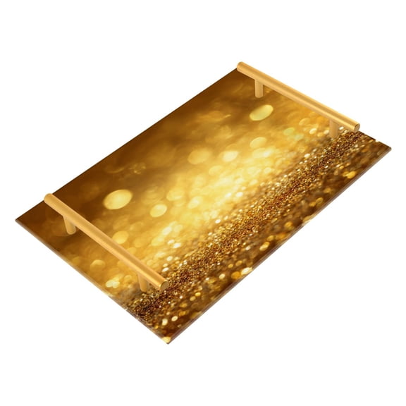 Iauyy Modern Square Bathroom Tray with Handles - Acrylic & Aluminum Alloy Vanity Countertop Organizer ，Dazzling and Magnificent Backdrop