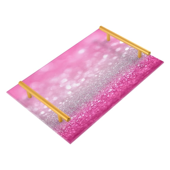 Iauyy Modern Square Bathroom Tray with Handles - Acrylic & Aluminum Alloy Vanity Countertop Organizer ,Flash Overlay Layer