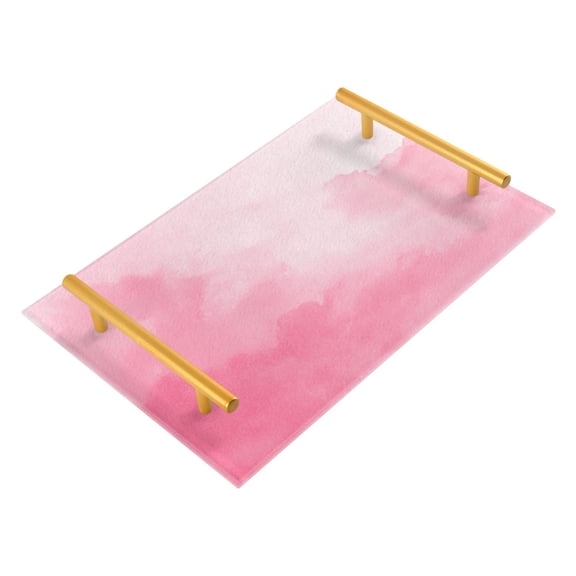 Iauyy Modern Square Bathroom Tray with Handles - Acrylic & Aluminum Alloy Vanity Countertop Organizer ,Minimalist Beauty