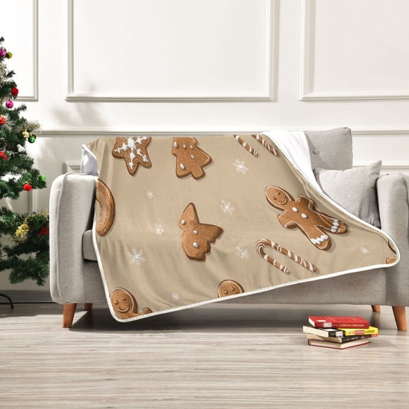 Iauyy Ordered Gingerbread Cookies Blanket ,Arctic Wool Throw Blankets All Season Bed Blanket for Couch Sofa Decoration Christmas Gifts 50x60 in