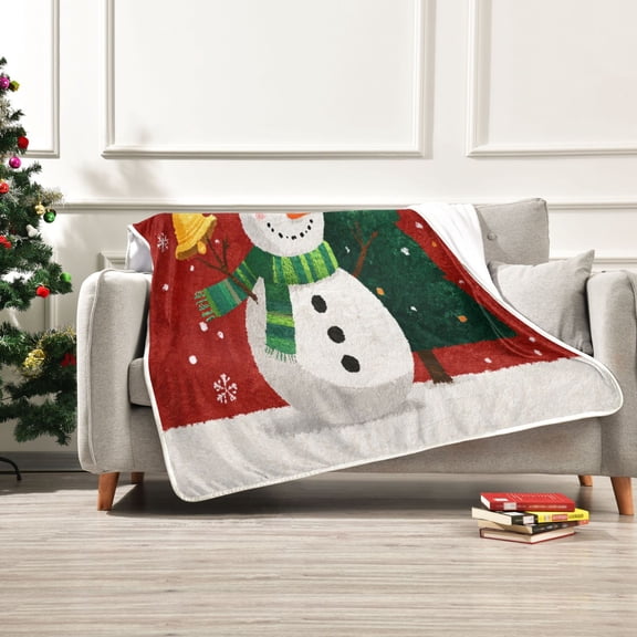 Iauyy Overflowing with Joy Blanket ,Arctic Wool Throw Blankets All Season Bed Blanket for Couch Sofa Decoration Christmas Gifts 50x60 in