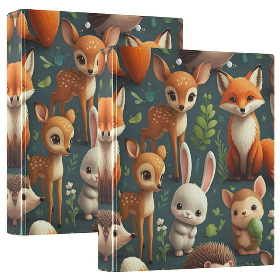 Iauyy PVC Round Ring Binders, 200 Page Capacity, 2 Pack,Little Fox