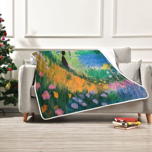 Iauyy Paintings Drawn with Crayons Blanket ,Arctic Wool Throw Blankets All Season Bed Blanket for Couch Sofa Decoration Christmas Gifts 50x60 in