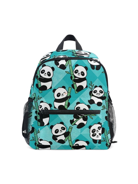 Panda Pattern Design Backpack for Girls/Boys with Name Tag—Front-closure buttons for ages 3–8year