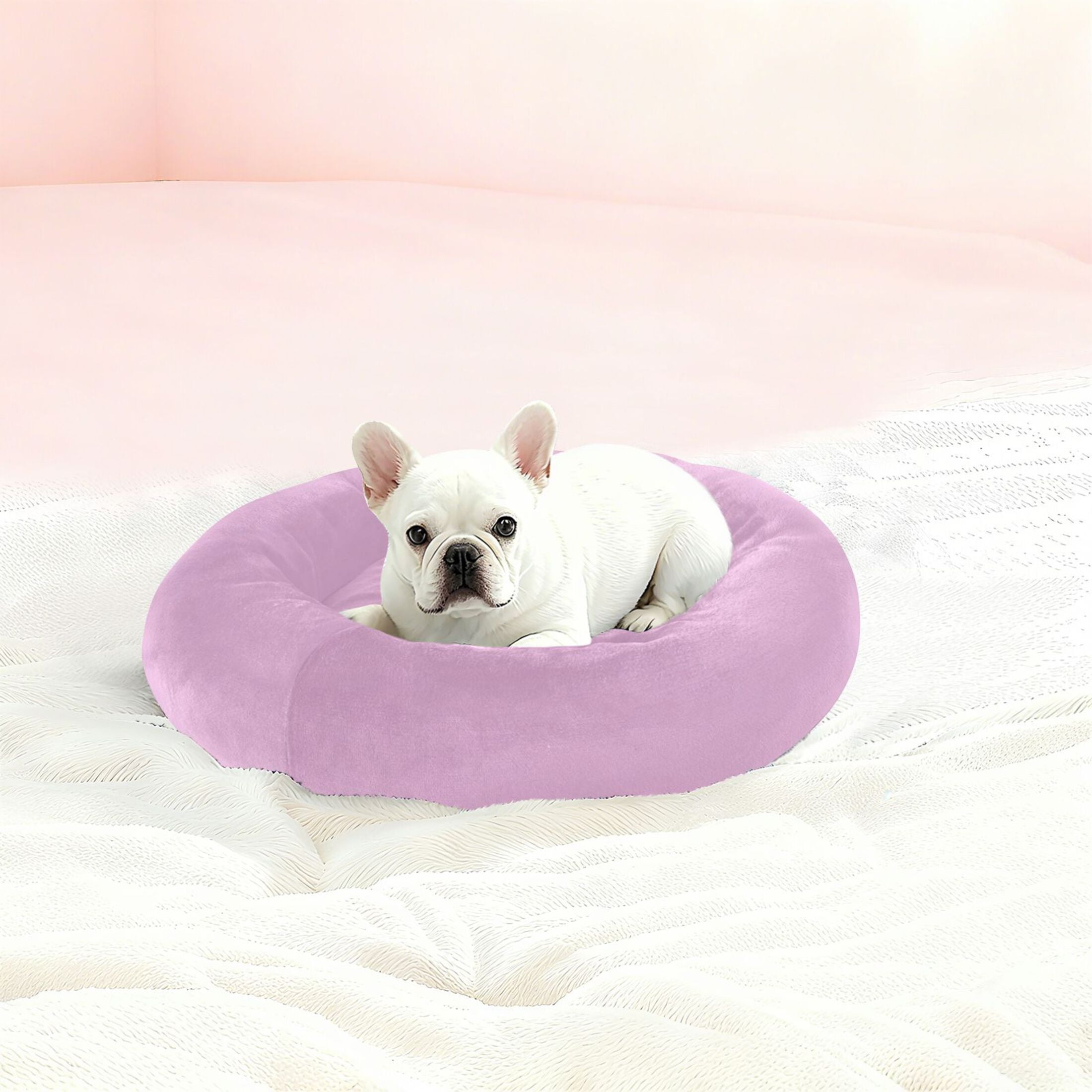 Iauyy Pet Couch Donut Cat Bed for Indoor Cats/Small Dogs Washable & Machine with Non-slip Bottom Calming Cat Furniture, Clean and Minimalist Colors (M)