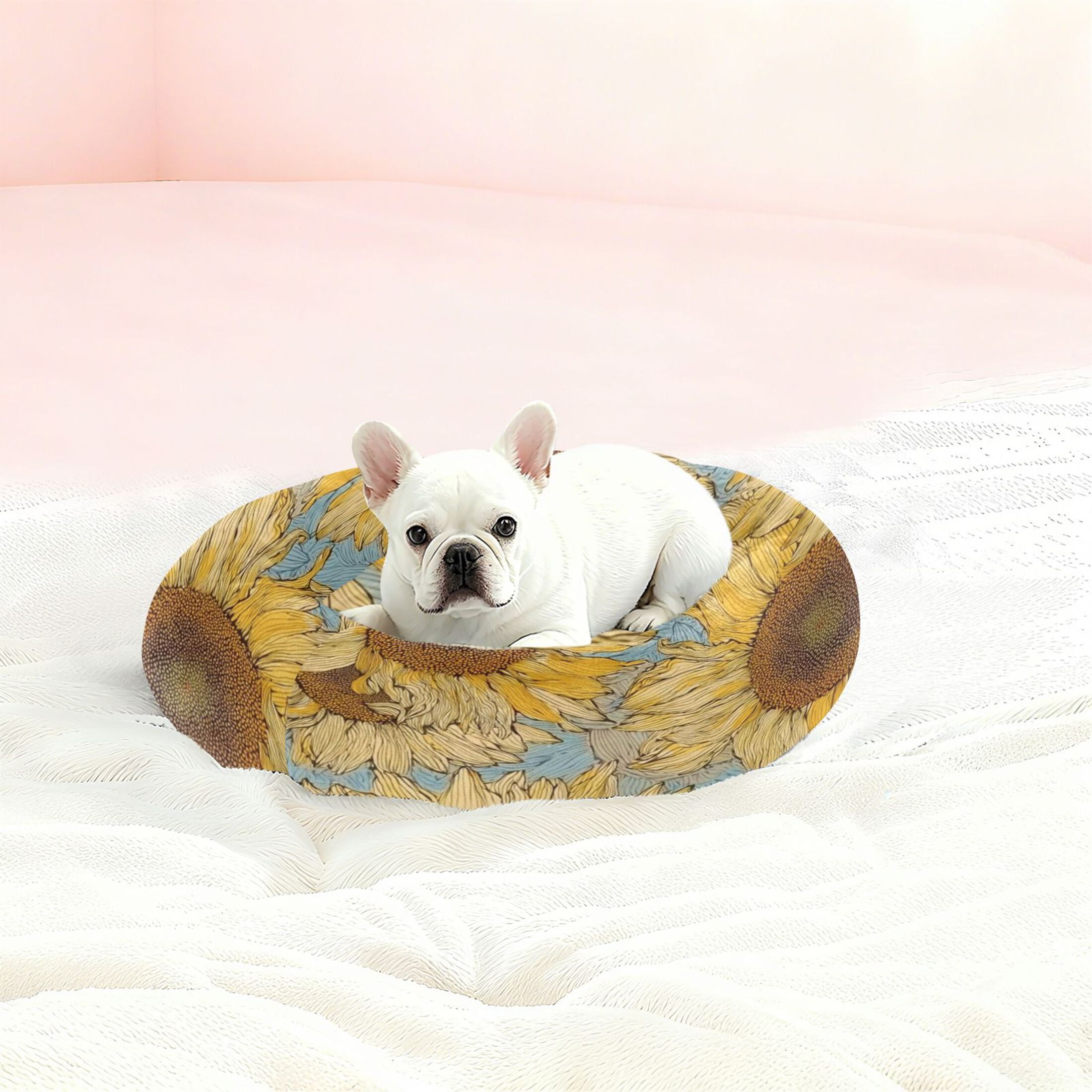 Iauyy Pet Couch Donut Cat Bed for Indoor Cats/Small Dogs Washable & Machine with Non-slip Bottom Calming Cat Furniture, Gently Swaying in The Breeze (S)