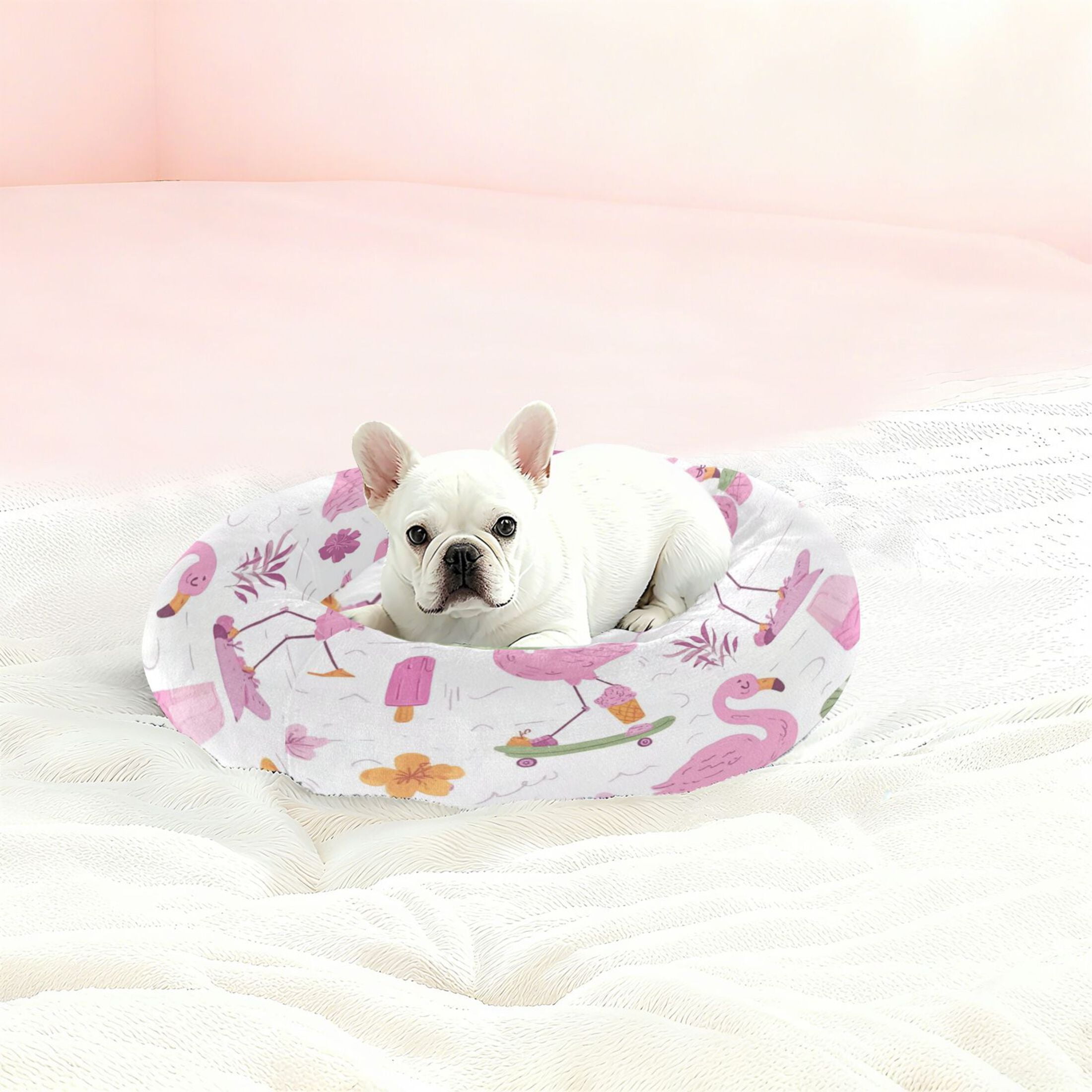 Iauyy Pet Couch Donut Cat Bed for Indoor Cats/Small Dogs Washable & Machine with Non-slip Bottom Calming Cat Furniture, Holding An Ice Cream Stick (M)
