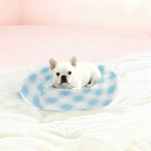 Iauyy Pet Couch Donut Cat Bed for Indoor Cats/Small Dogs Washable & Machine with Non-slip Bottom Calming Cat Furniture, Light and Airy Watercolor Style (S)