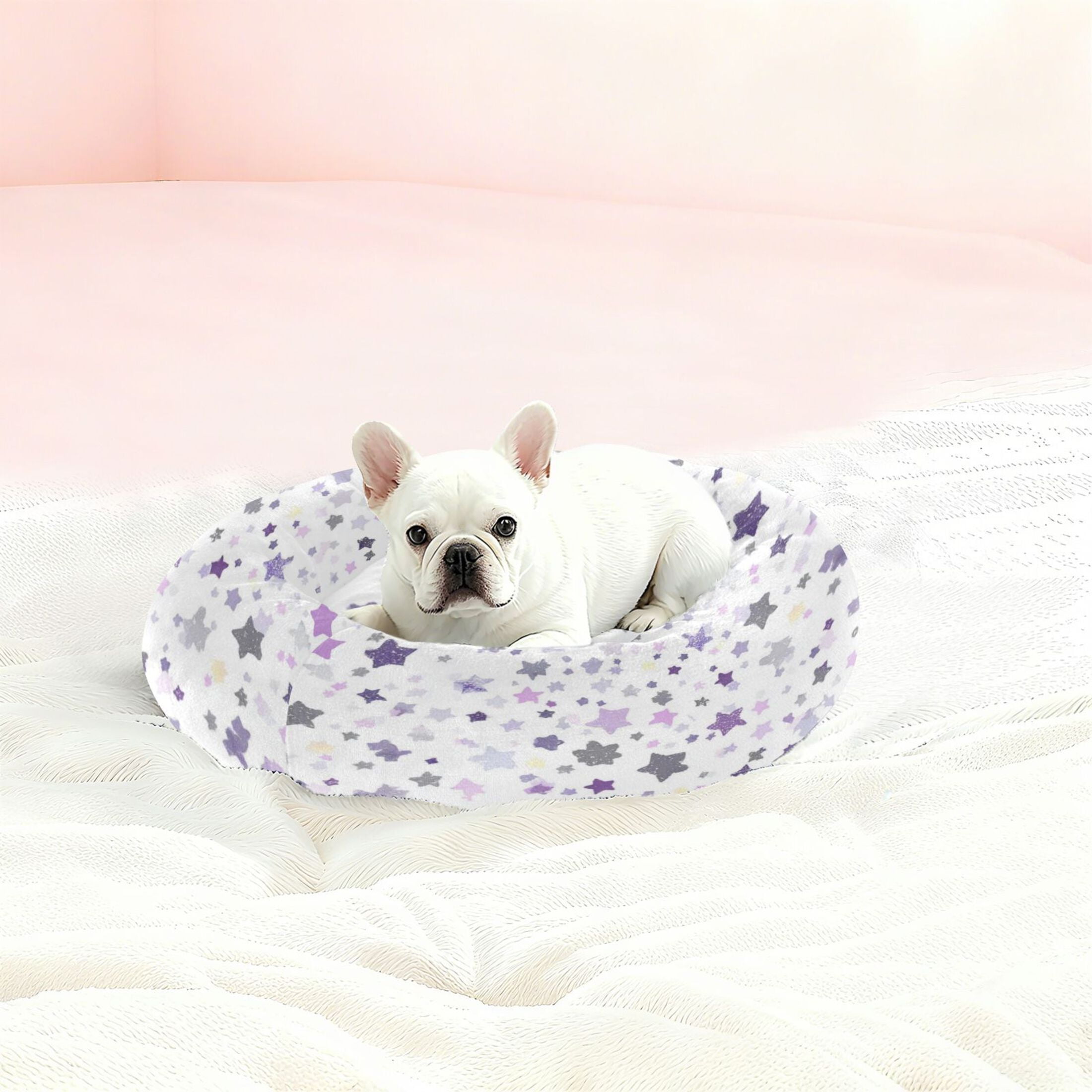 Iauyy Pet Couch Donut Cat Bed for Indoor Cats/Small Dogs Washable & Machine with Non-slip Bottom Calming Cat Furniture, Small and Delicate Purple Color (M)
