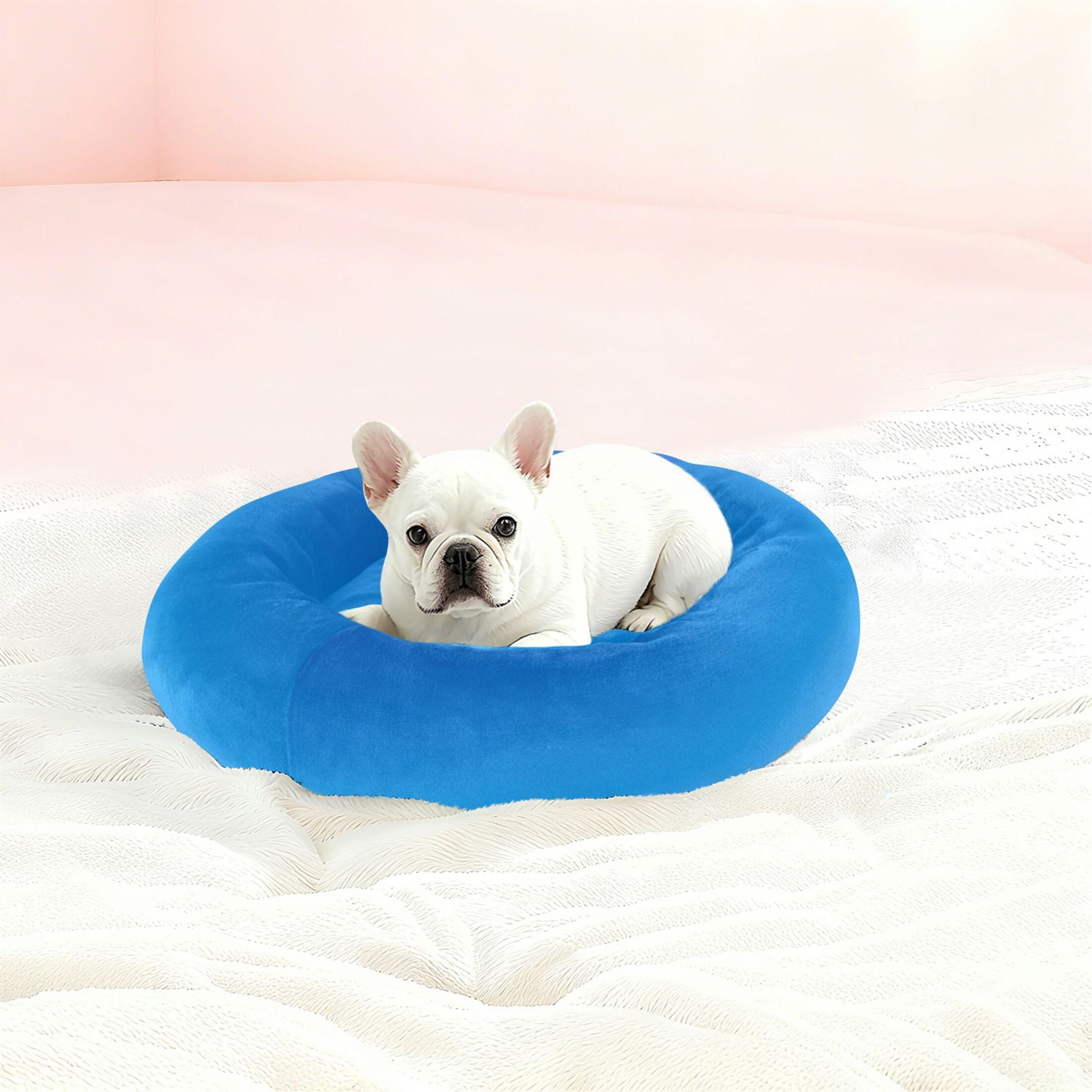 Iauyy Pet Couch Donut Cat Bed for Indoor Cats/Small Dogs Washable & Machine with Non-slip Bottom Calming Cat Furniture, A Single Cloud (M)