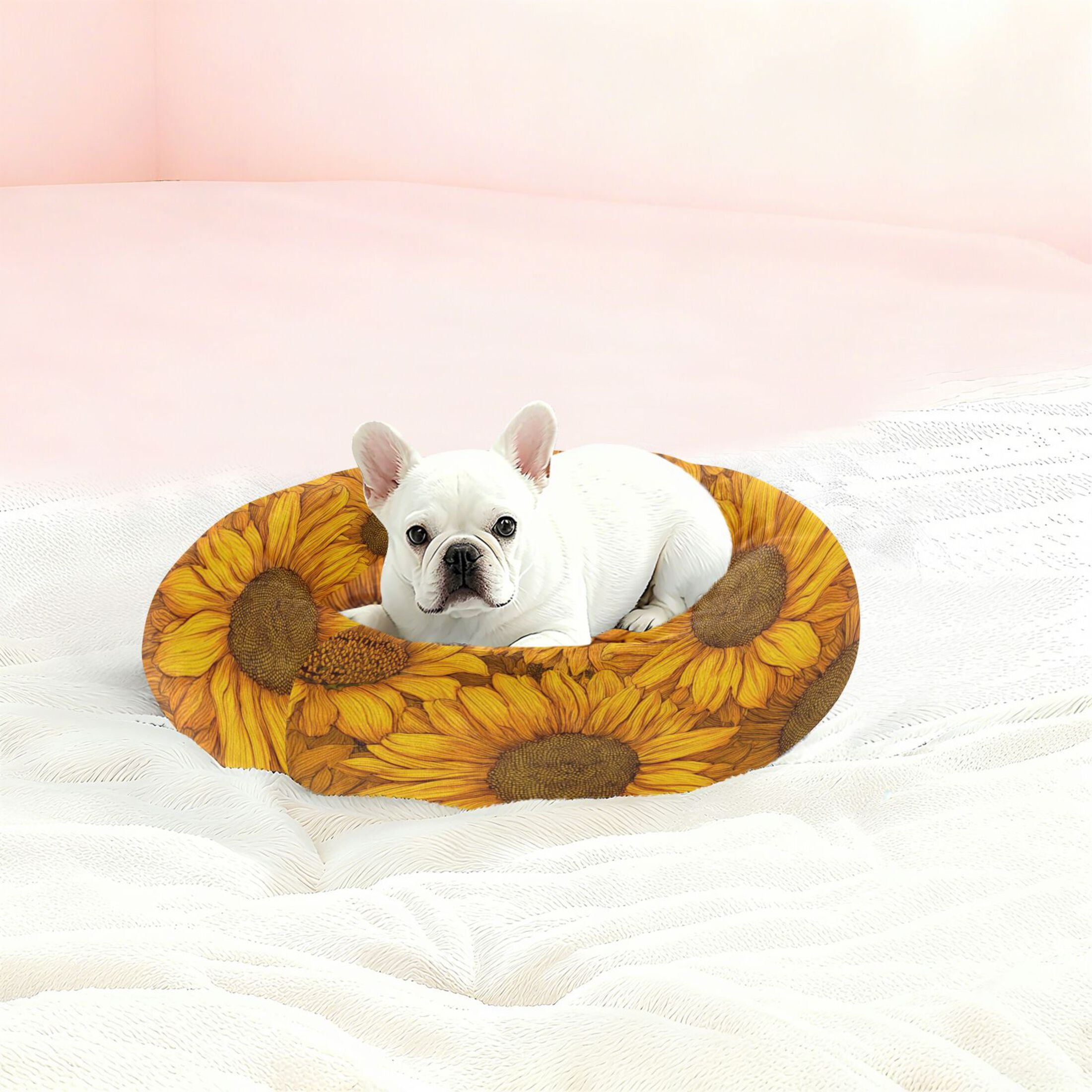 Iauyy Pet Couch Donut Cat Bed for Indoor Cats/Small Dogs Washable & Machine with Non-slip Bottom Calming Cat Furniture, Add Vitality (M)