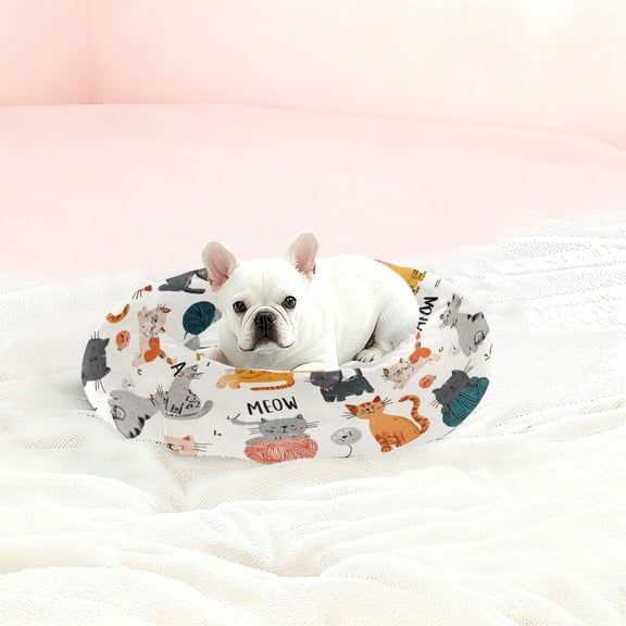 Iauyy Pet Couch Donut Cat Bed for Indoor Cats/Small Dogs Washable & Machine with Non-slip Bottom Calming Cat Furniture, Ball Of Yarn (XS)