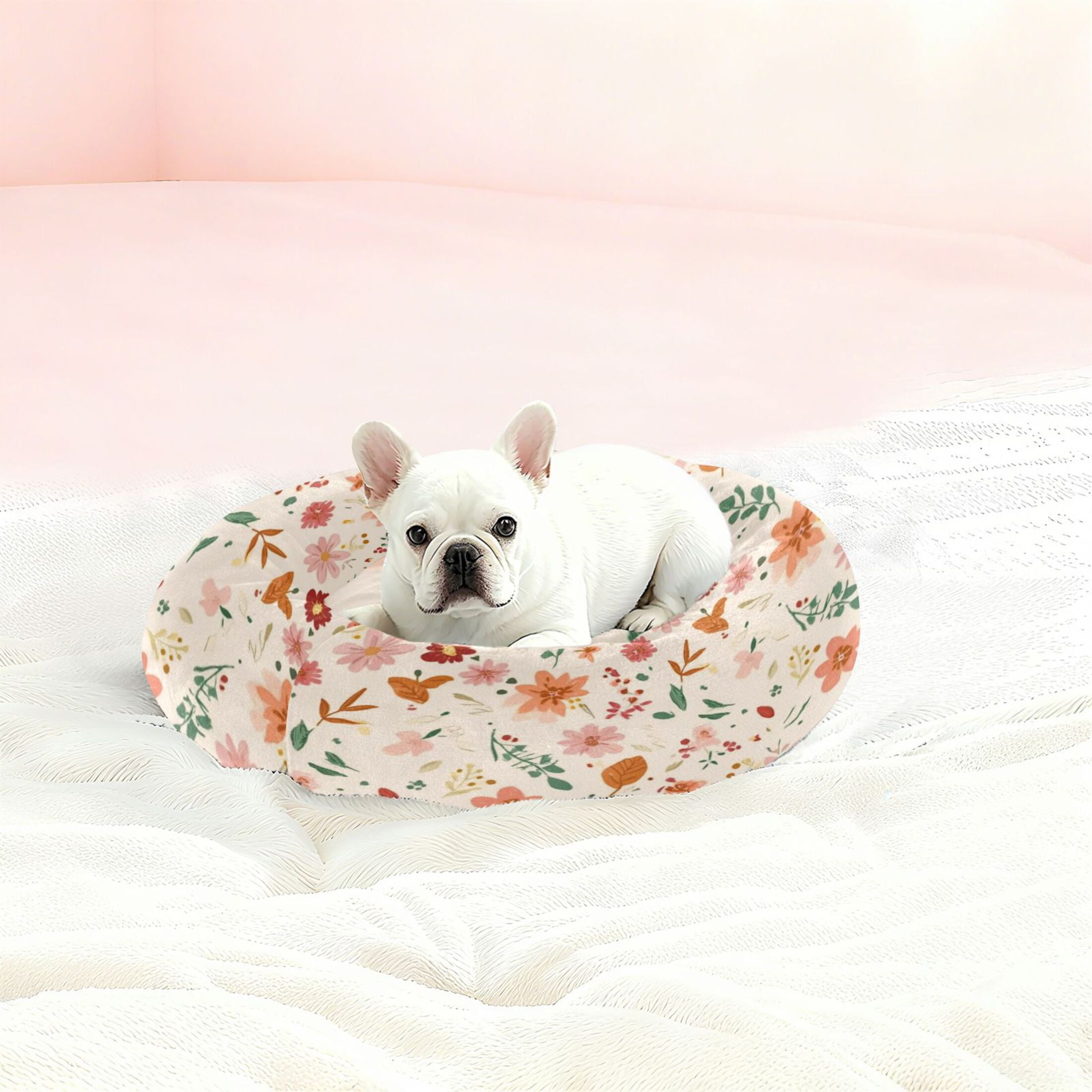 Iauyy Pet Couch Donut Cat Bed for Indoor Cats/Small Dogs Washable & Machine with Non-slip Bottom Calming Cat Furniture, Capture Autumn (M)