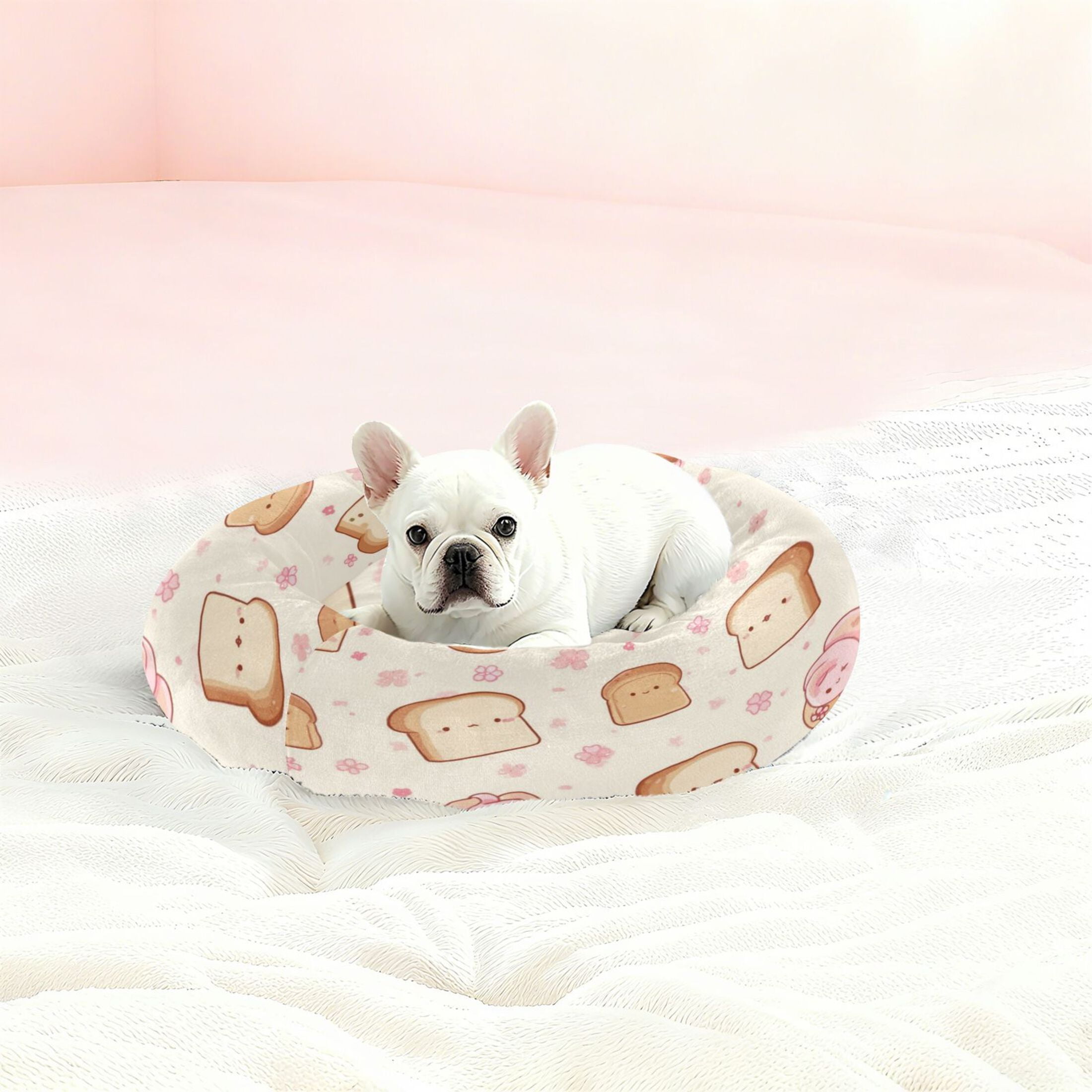 Iauyy Pet Couch Donut Cat Bed for Indoor Cats/Small Dogs Washable & Machine with Non-slip Bottom Calming Cat Furniture, Cartoon Bread Man (S)