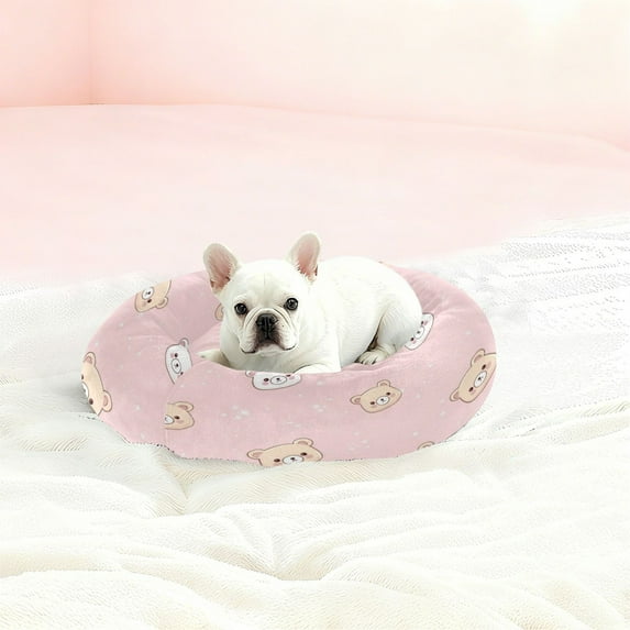 Iauyy Pet Couch Donut Cat Bed for Indoor Cats/Small Dogs Washable & Machine with Non-slip Bottom Calming Cat Furniture, Cute Face (M)