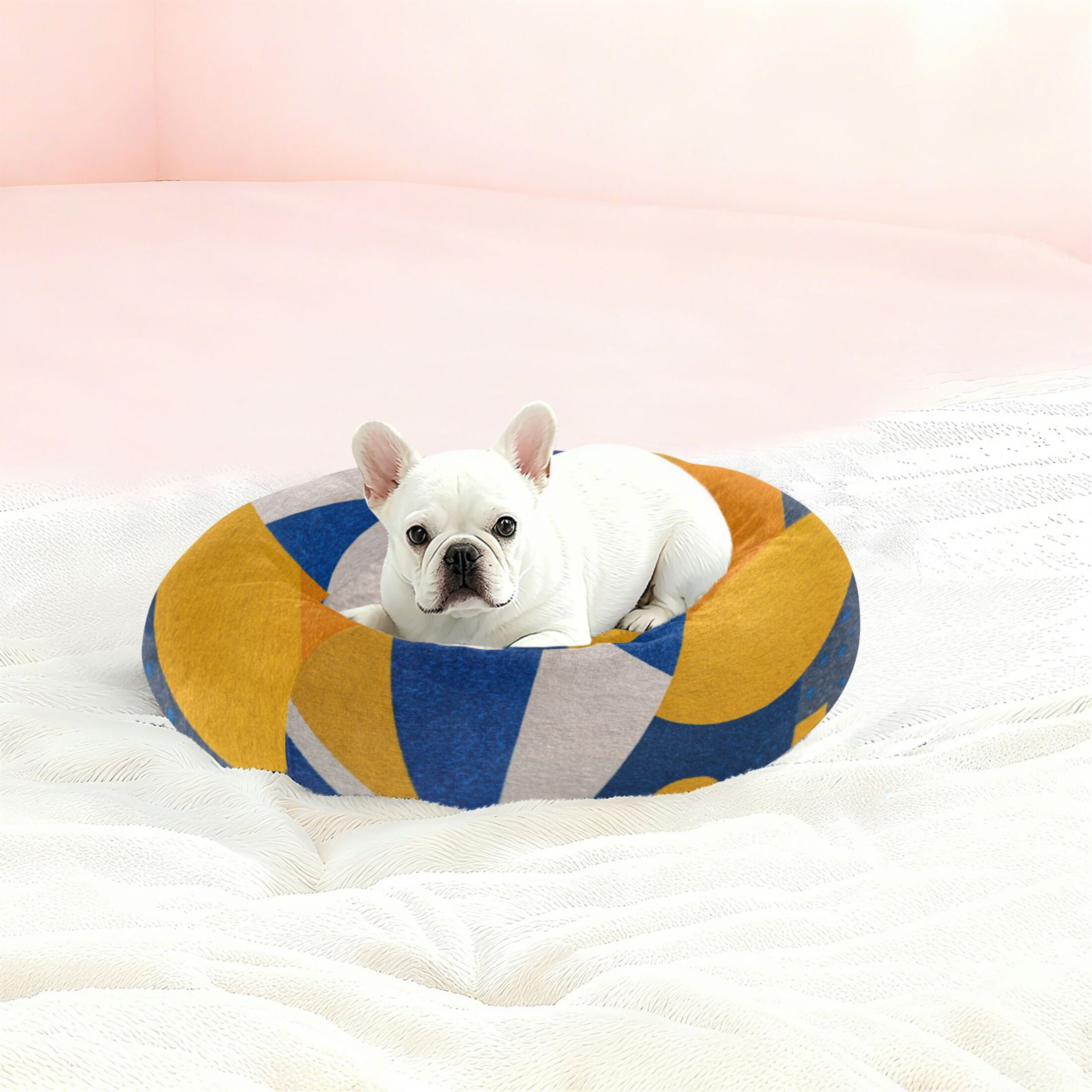Iauyy Pet Couch Donut Cat Bed for Indoor Cats/Small Dogs Washable & Machine with Non-slip Bottom Calming Cat Furniture, Depth and Texture (M)