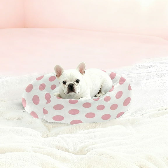 Iauyy Pet Couch Donut Cat Bed for Indoor Cats/Small Dogs Washable & Machine with Non-slip Bottom Calming Cat Furniture, Design Of The Polka Dots (M)