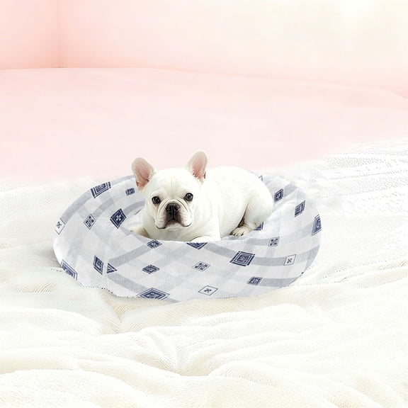 Iauyy Pet Couch Donut Cat Bed for Indoor Cats/Small Dogs Washable & Machine with Non-slip Bottom Calming Cat Furniture, Diamond-patterned Fabric (XS)