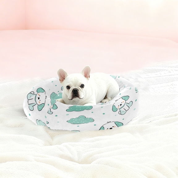 Iauyy Pet Couch Donut Cat Bed for Indoor Cats/Small Dogs Washable & Machine with Non-slip Bottom Calming Cat Furniture, Dot (M)