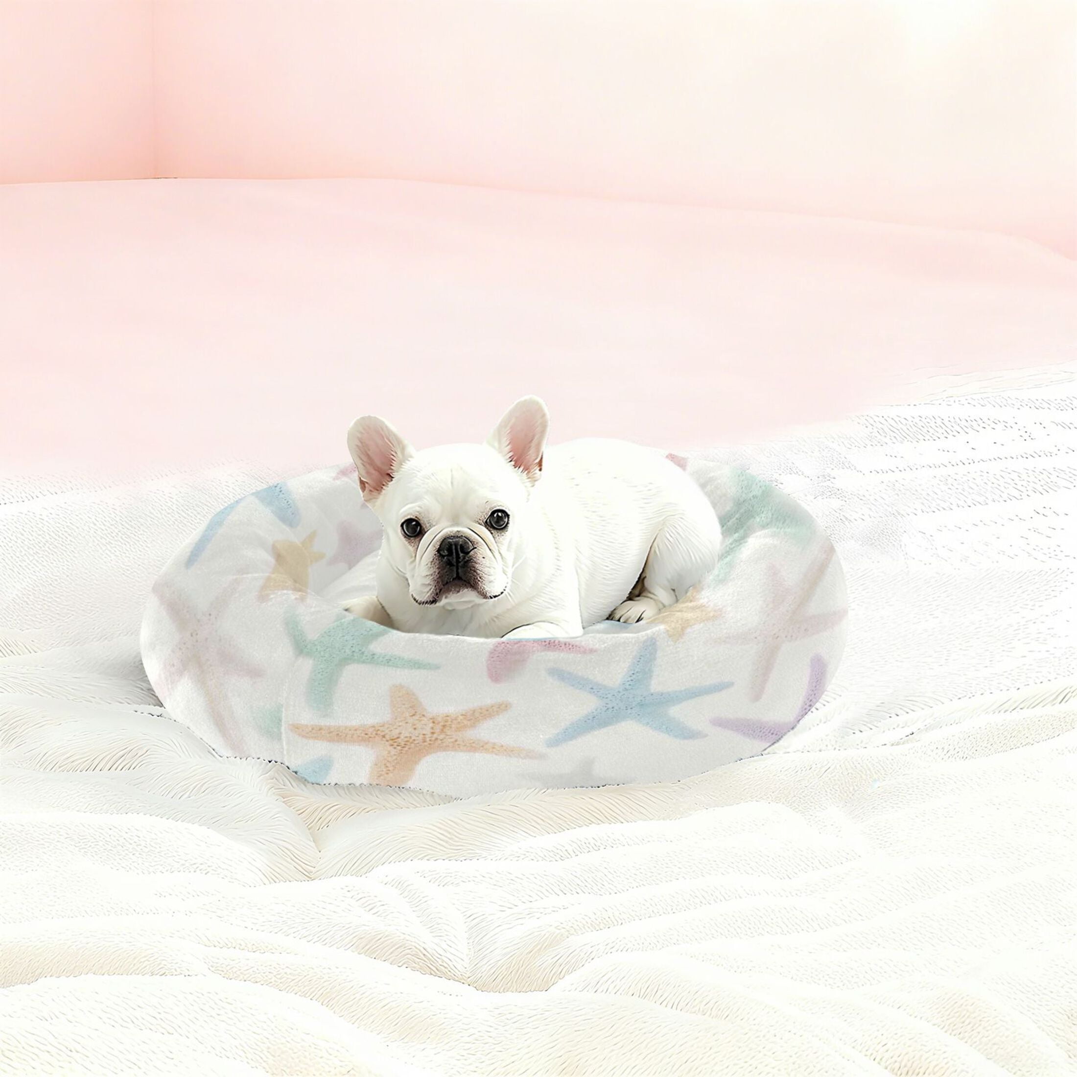 Iauyy Pet Couch Donut Cat Bed for Indoor Cats/Small Dogs Washable & Machine with Non-slip Bottom Calming Cat Furniture, Dreaming Sea Star (M)