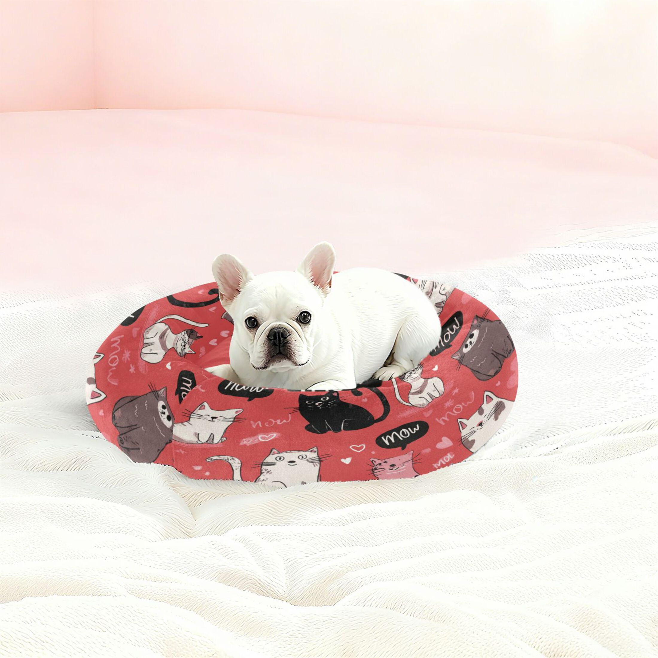 Iauyy Pet Couch Donut Cat Bed for Indoor Cats/Small Dogs Washable & Machine with Non-slip Bottom Calming Cat Furniture, Fat Cat (M)